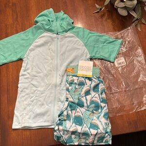 NWT saint eve boys swim trunks and cover up zip shirt from Nordstrom.